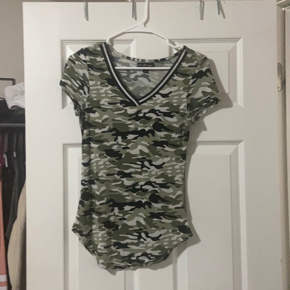 Camouflaged V Neck Tee